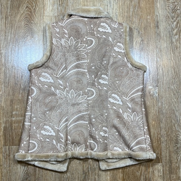 Coldwater Creek EUC Faux Fur & Suede Sleeveless Vest Tan Cream Women's Medium M - Picture 8 of 12